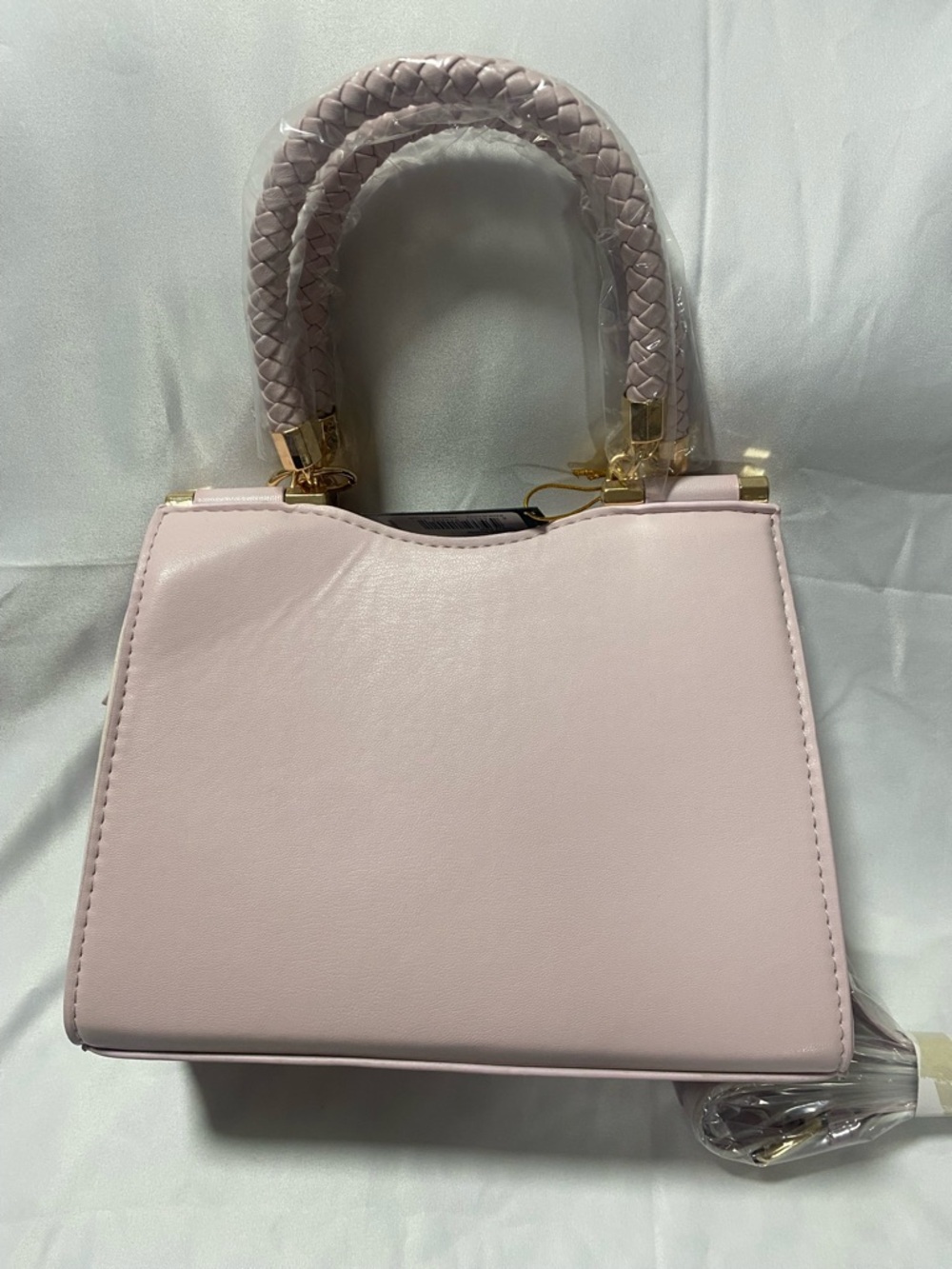 2B Bebe Pale Pink Woven Satchel with Gold Hardware - Picture 5 of 8